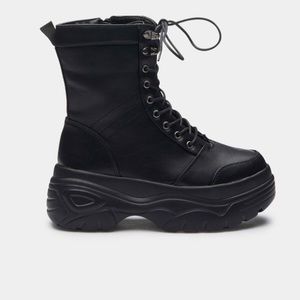 Women's Black Platform Combat Boots